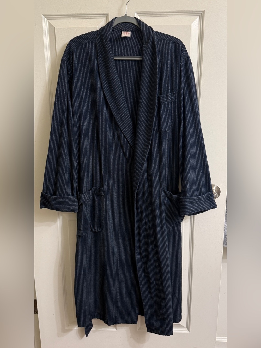 Brooks Brothers Navy and White Pinstripe Robe
